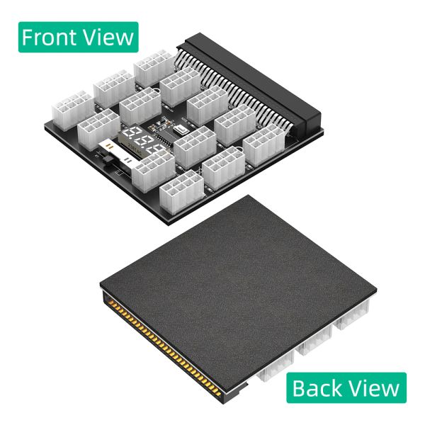 Upgrade Version ATX Power Supply Breakout Board with 1200W Power Support Digital Temperature and LED Voltage Display for Mining