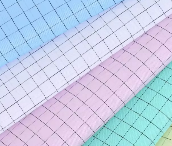 5mm Stripe ESD Polyester Knitted Antistatic Fabric, lint‑free and non‑shedding, for cleanroom workwear.