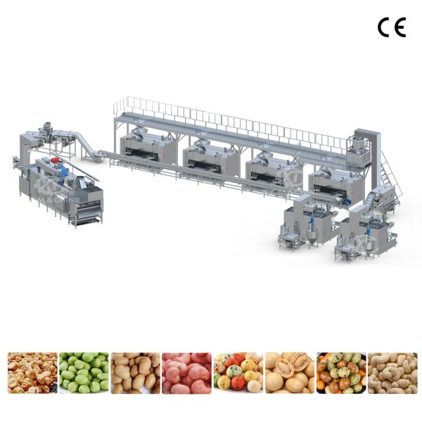 1000kg/h Sesame Peanut Coating And Baking Production Line For Coated Roasted Peanut In Food Grade Stainless Steel 304