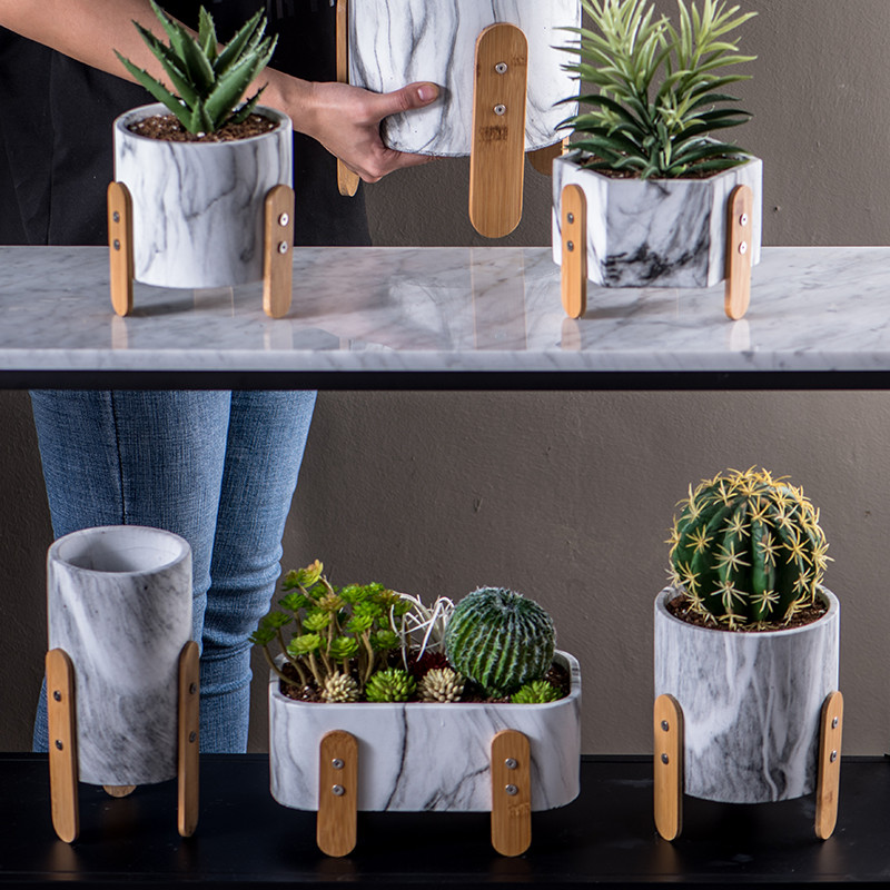 Круглые баки плантатора цветочных горшков глины плантаторов Succulents плантаторов бака мини цементируют цветочные горшки