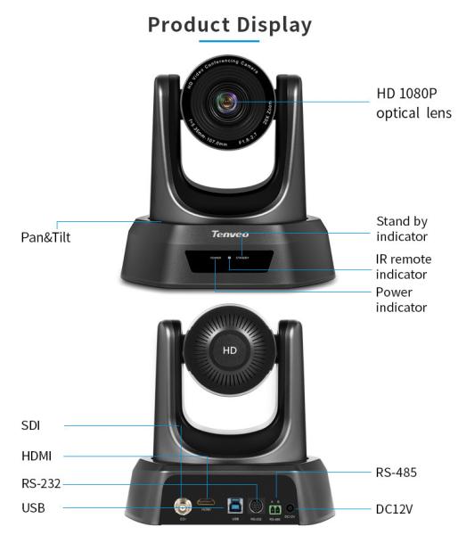 CMOS Sensor HD SDI USB2.0 20X PTZ Camera 2.38 Megapixel Live Streaming