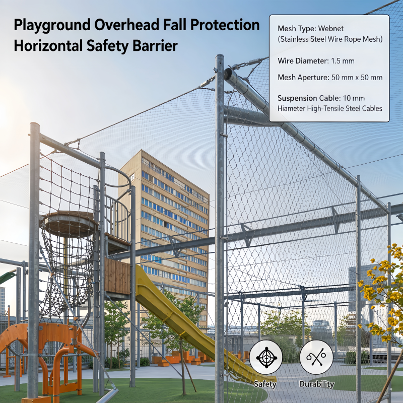 Playground Overhead Safety 316 Stainless Steel Horizontal Webnet System