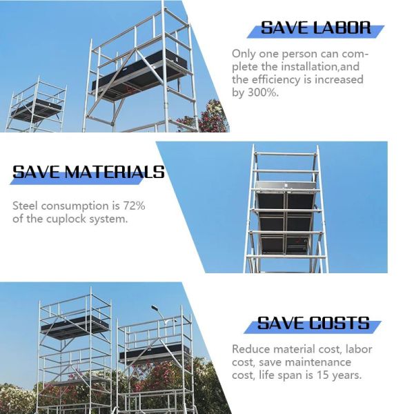 10m Height Aluminum Scaffold Tower China Contruction Equipment Tools