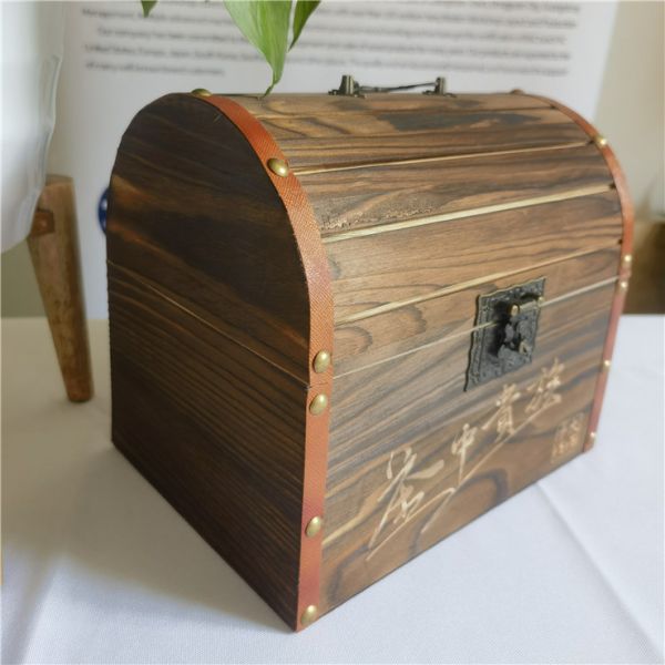 Suministro de fábrica Cajas decorativas de madera con tapa con bisagra Caja de madera negra Caja de té de madera
