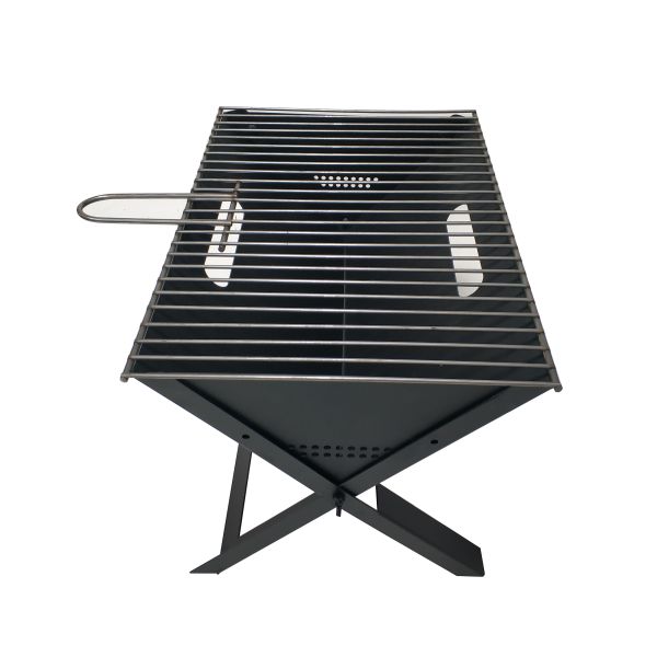 Black Carbon Steel 1.0mm Foldable Charcoal BBQ Grill With Grid