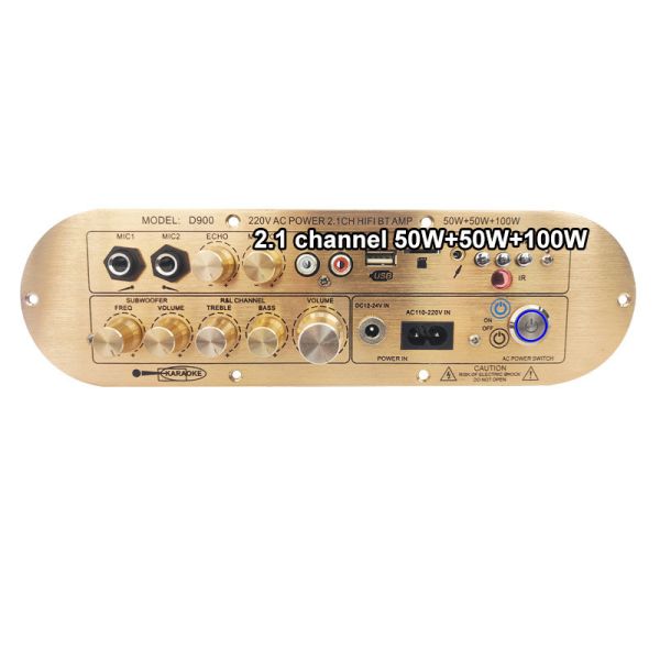 高功率D900 2x50W+100W 家庭用増幅器 輸入IC ブルートゥースボード 2.1チャンネル 高音低音サブウーファー