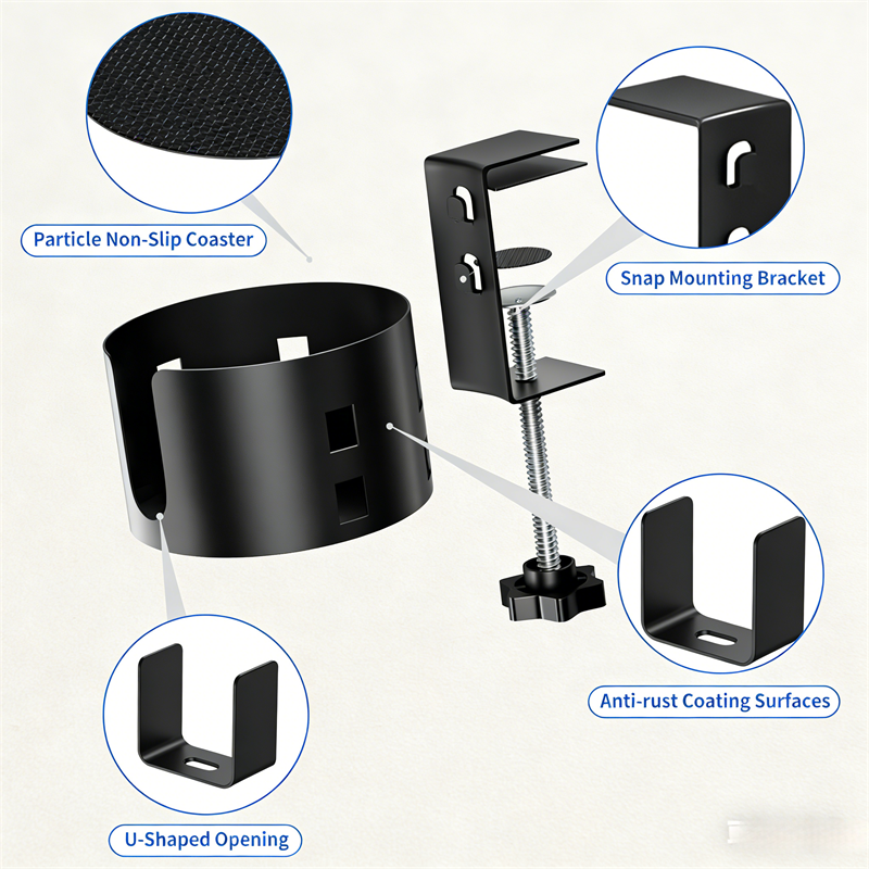 Anti Spill Under Gaming Desk Cup Holder Adjustable 3.95 Inch