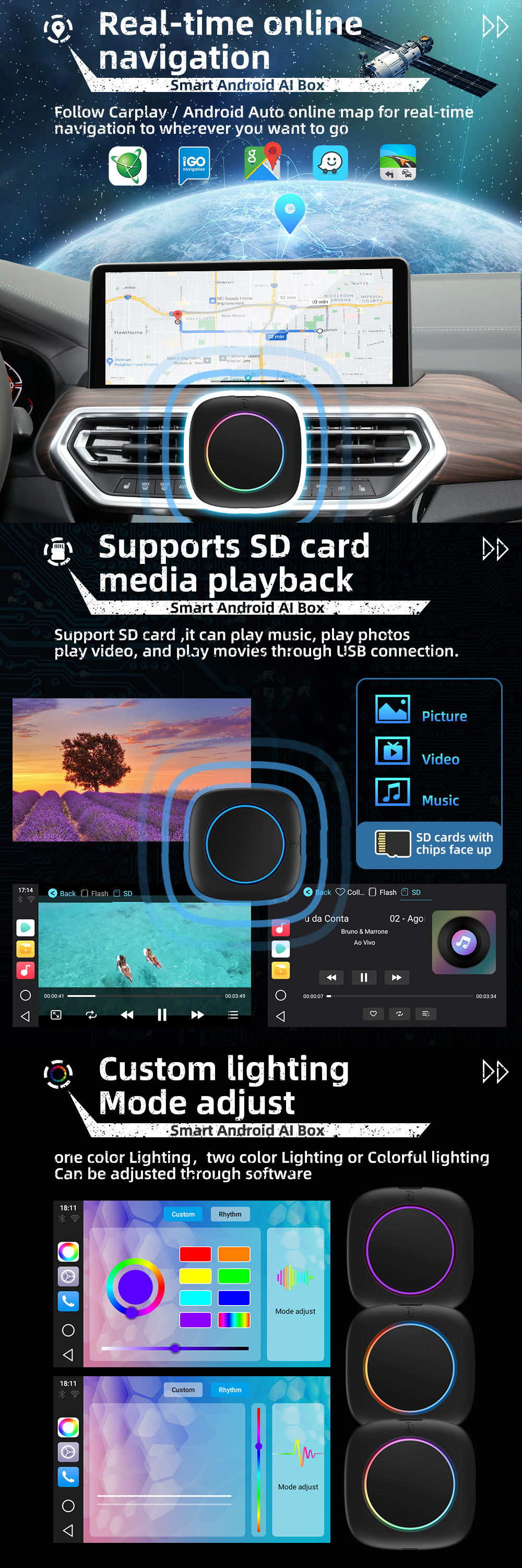 Алюминиевый сплав Carplay Box Android 13 Для Kia Vw Toyota Peugeot Volvo