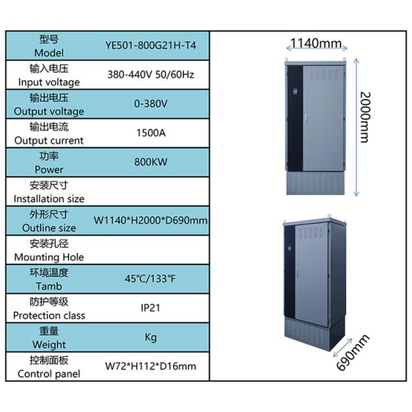 Manufacturer YE501 Series 380V 800kW Variable Frequency Inverter 3PH VSD Inverter for Compressor Blower