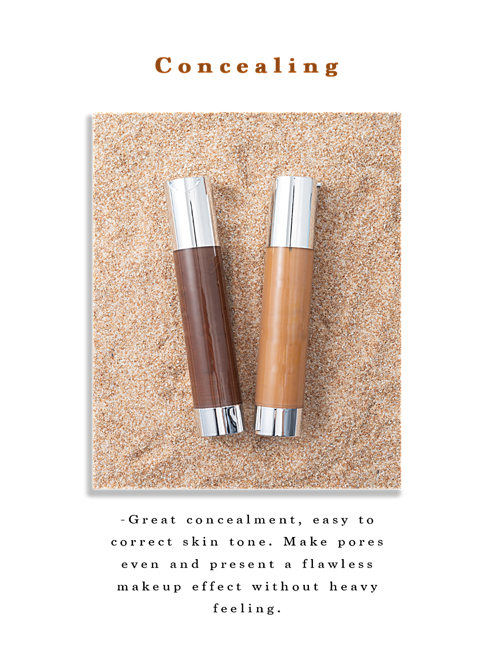 Cosméticos de maquillaje de lujo de marca privada a prueba de agua mineral Fundación vegana Fundación de belleza