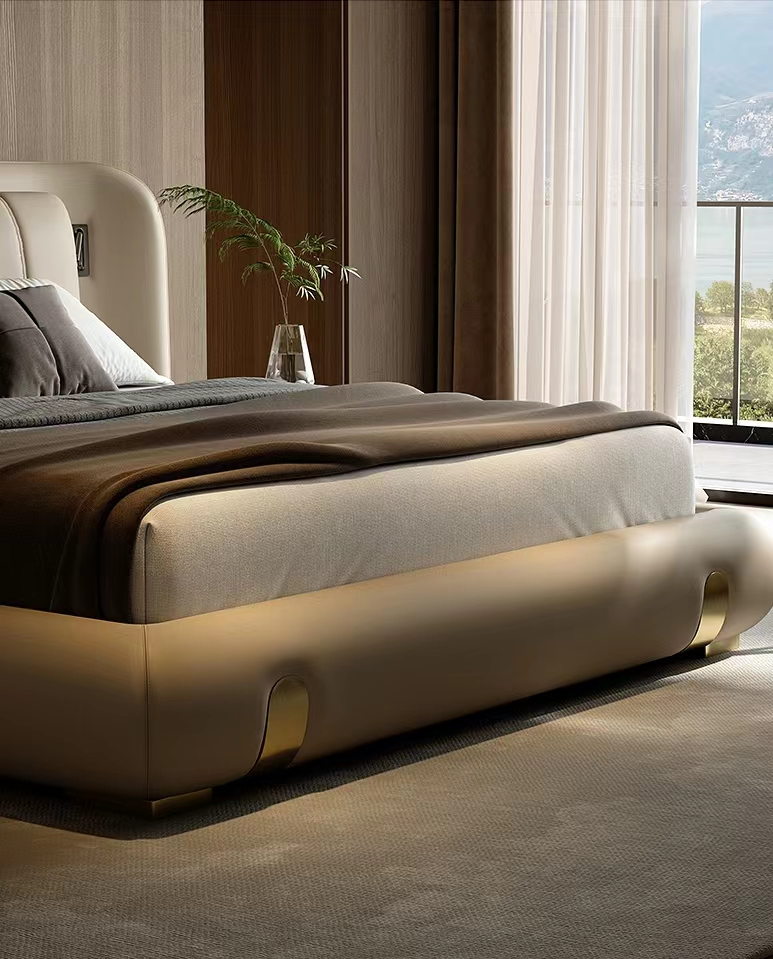 Rei luxuoso de couro feito sob encomenda Bed do quarto do PINHO do CARVALHO do mestre 1,8 da cama