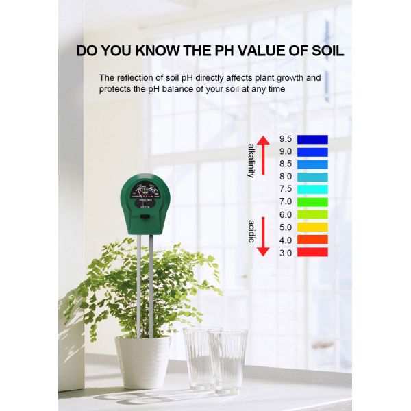 Stainless Steel Tube Probe 3 In 1 Moisture/Light/Ph Tester for Plant/Lawn/Farm/Garden