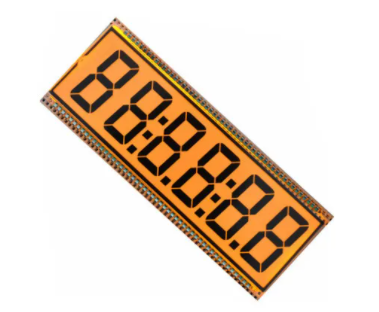 Custom 7 Segment LCD Display with 37mm x 17mm x 1.1mm Dimensions and 3.0V Supply Voltage for 34mm x 12mm Viewing Area