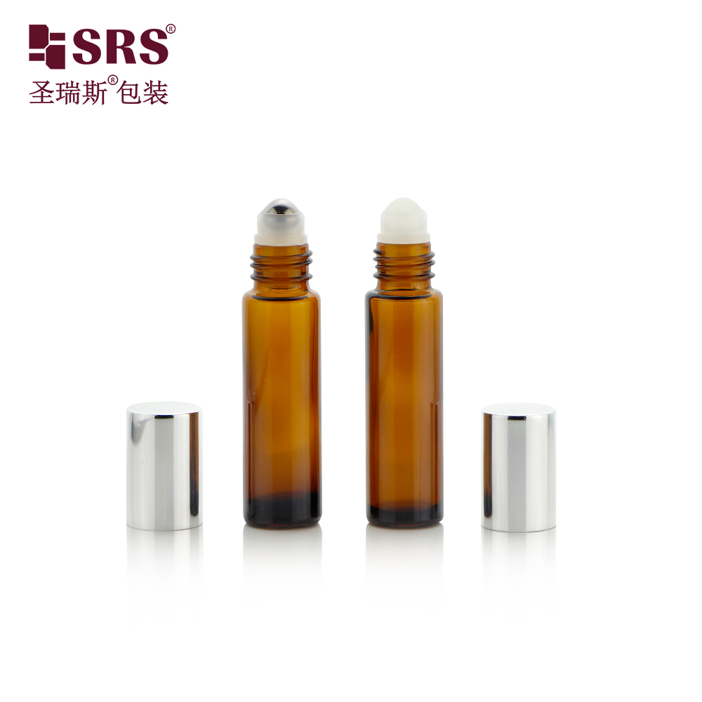 10ml Glass Roller Bottle Amber/ Clear Glass Roll On Bottle Designed with Leak Proof Steel Roller Ball for Essential Oil and Fragrance