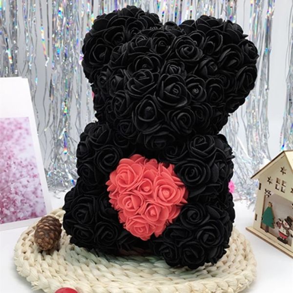 Wholesale Preserved rose bear with heart popular size 25cm teddy bear of roses