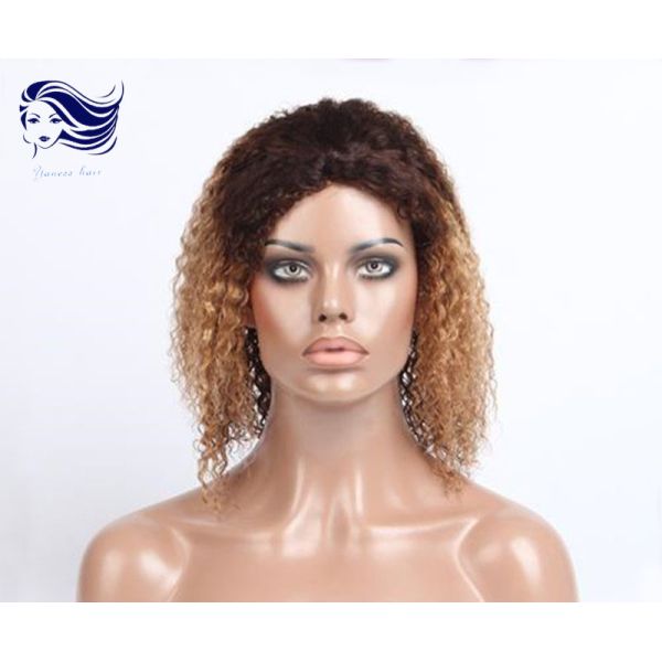 Курчавые парики шнурка фронта человеческих волос замыкают накоротко цвет Ombre париков человеческих волос