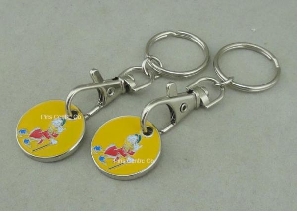 Die Casting Imitation Hard Enamel Token Trolley Coin Keyring 23*2mm