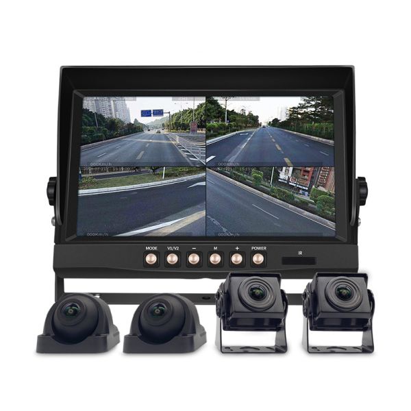 High Definition 10 Inch TFT LCD Reverse View Monitor Camera Security System Dashboard In-Car Quad Monitor