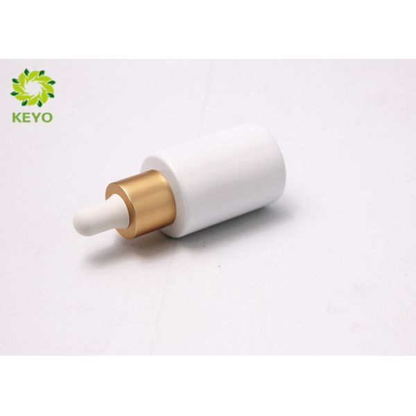 Cylinder White Glass Essential Oil Packaging Bottles With Matte Gold Dropper Cap 30ml