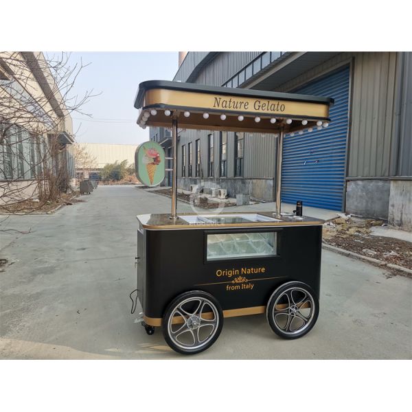 Fast Food Mobile Cart for Ice Cream Cold Drink Snack Trolley Gelato Ice Cream Cart