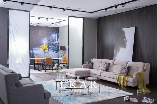 Contemporary Wide Fabric Corner L Shaped Sectional Living Room Sofa