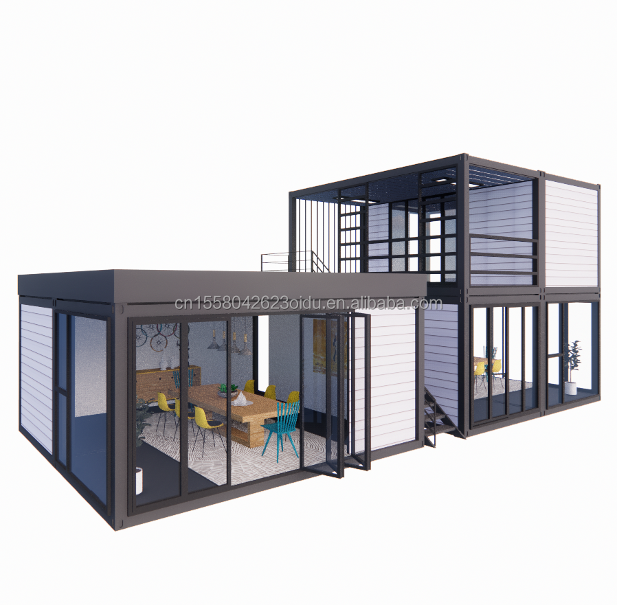 40ft 20ft Deluxe Bedroom Large Glass Studio Movable Wood House Wall 50/75/100mm Wave Sandwich Panel Customized Color Hotels