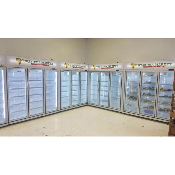 Silver / Champagne Color Glass Door Freezer With 5 Layers Shelves 1100L