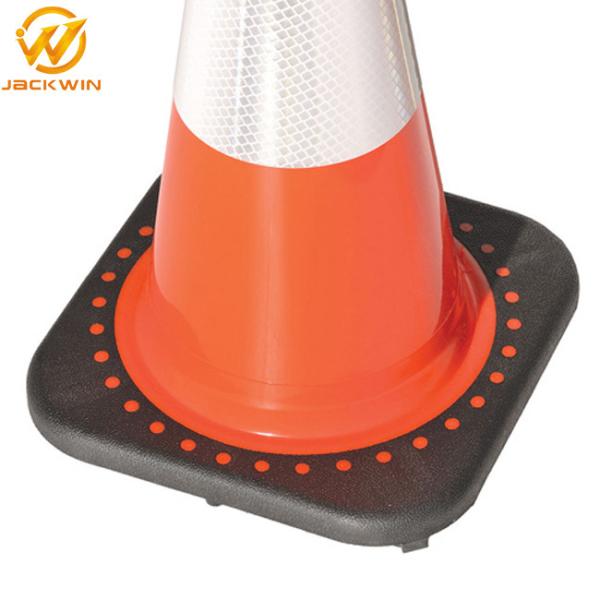 28 Inch Orange Pvc Traffic Safety Cones With Reflective Collar , Flexible Rubber Base