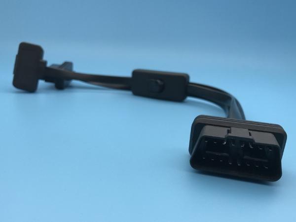 OBD2 OBDII J1962 Male 24V to Dual Female Flat Split Y Cable with Switch