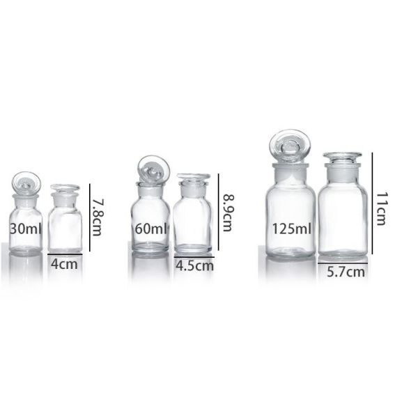 Бутылки с реагентом из коричневого янтарного стекла для аптек 125 мл