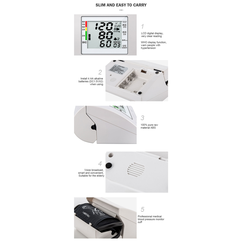 Digital Arm Electric Blood Pressure Monitor 497g DC 6V With Voice Function