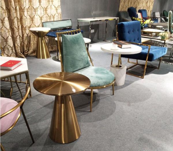 Contemporary design Round Gold stainless steel Bistro table Corner table Pub table for hotel Club Cafe