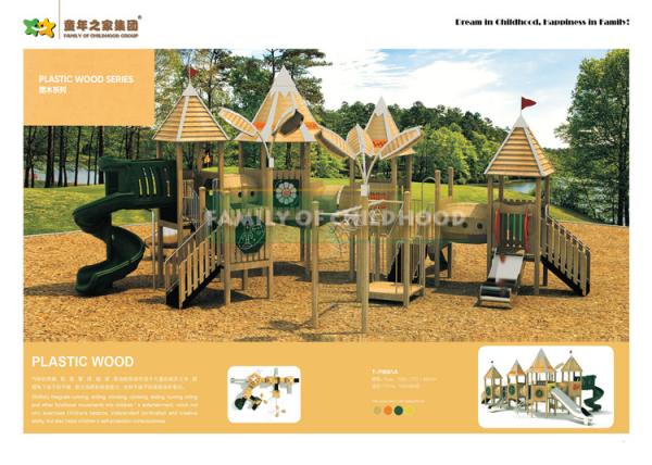 Climbing Net Wooden Playset With Slide , Small Wooden Slide Commercial Colorful