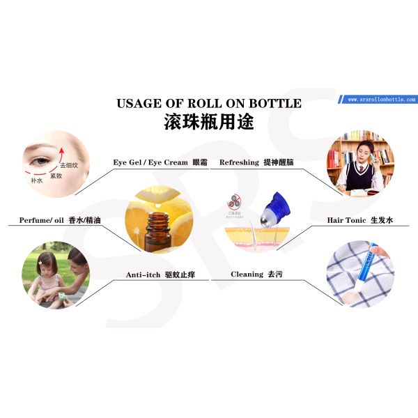 Essential Oil Perfume 10ml Tube Glass Roll on Bottle Steel Roller Ball Plastic Cap Cosmetic Packaging