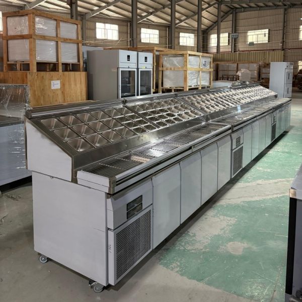 Stainless Steel Undercounter Countertop Pizza Fridge Commercial 4 Doors