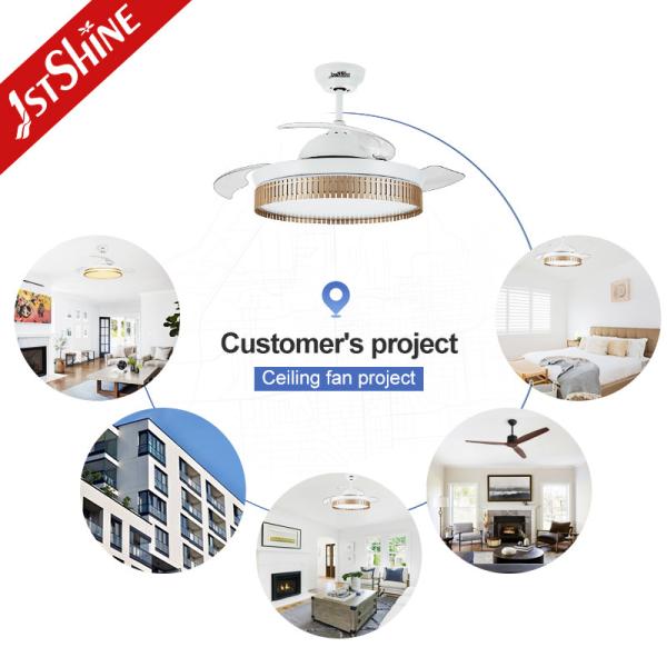 6 Speed Modern Retractable Ceiling Fan With 3 color LED Light