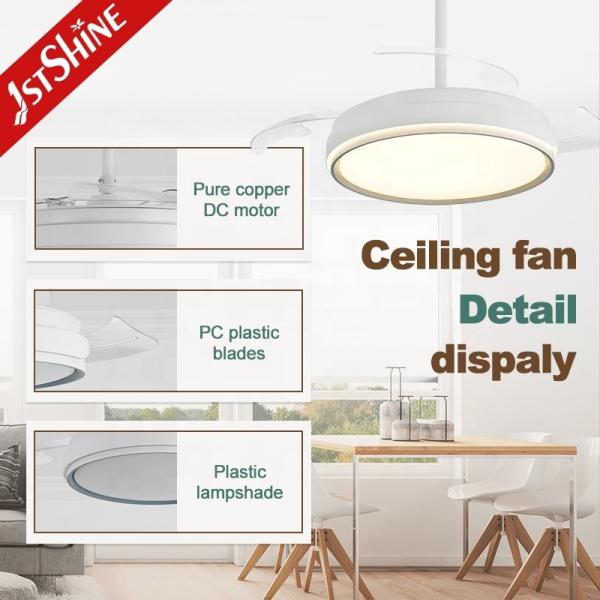 Design Contemporâneo Ventilador de Tecto LED de 5 Velocidades com Láminas Escondidas