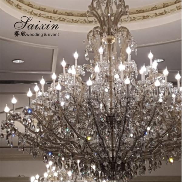 Antigo ouro cristal candelabro luzes teto luxo K9 casamento decoração de teto