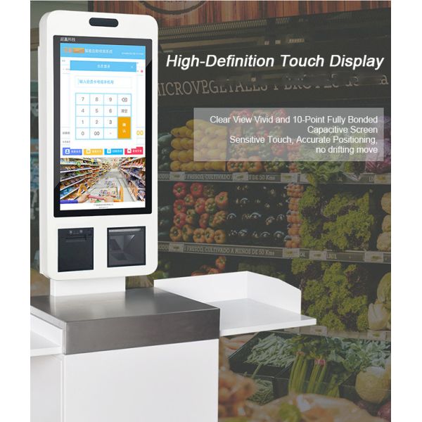 Hygienic Touch Screen Ordering Kiosk 21.5in 1920x1080 Square Food Ordering Kiosk