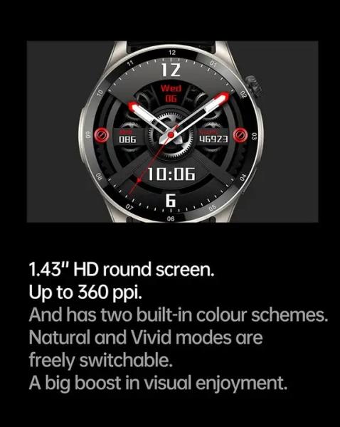 1.43 HD E26 BT Call Smartwatch Screen Full Touch Silica Gel Band For Fitness