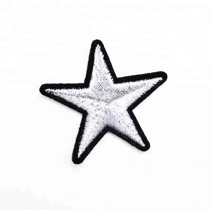 Wholesale Silver Metallic Embroidered Star Patches