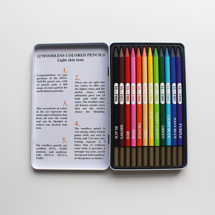 Wholesale 12 Colors Professional Color Woodless Pencils Set