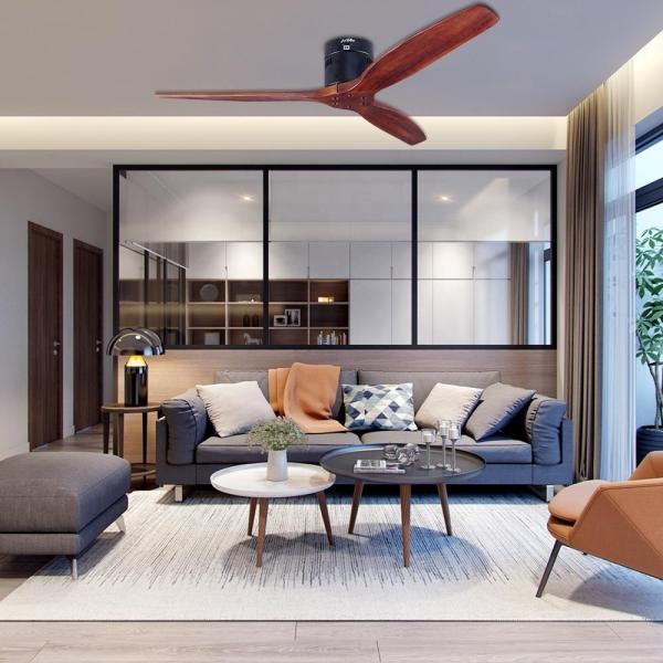 1stshine Moderno nórdico 3 lâminas de madeira flush ventilador de teto temporizador incluído para sótão sala