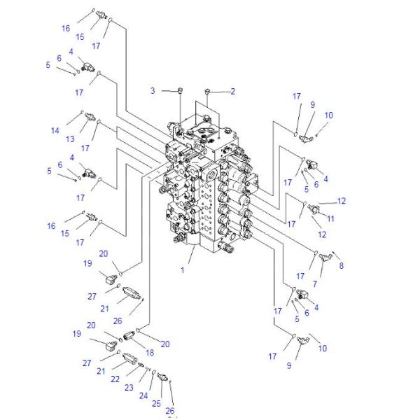 723-47-26102  723-47-26101 723-47-26103 Komatsu PC300-7 PC350-7 Hydraulic Main Control Valve
