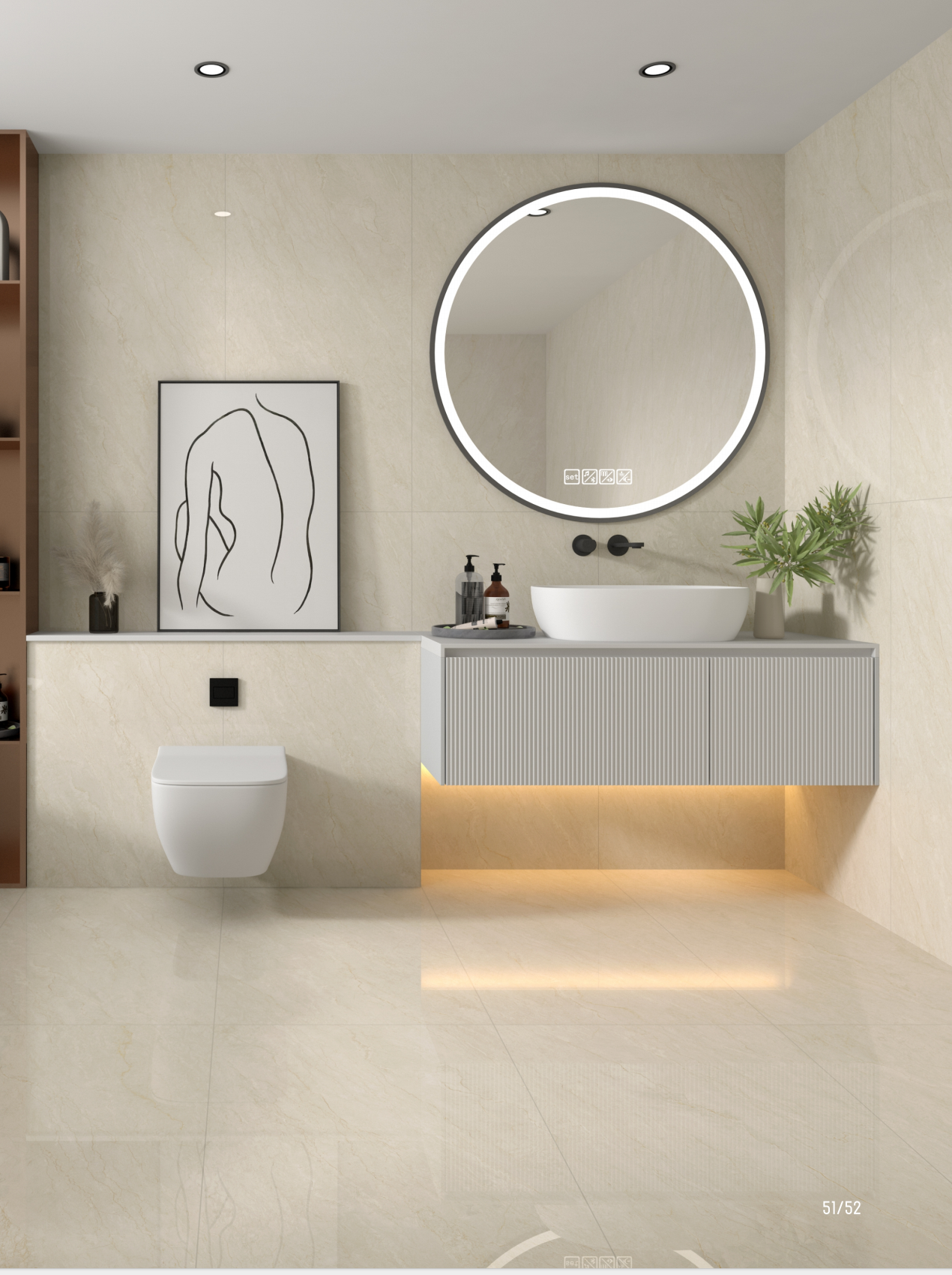 Indoor Elegance Smooth Glazed Ceramic Floor and Wall Tiles with a Smooth Texture 600x1200mm Marble look tile