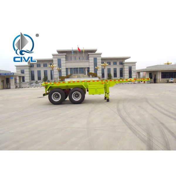 Green 2 Axles Tractor Trailer Trucks / Skeleton Container Diesel Transport Trailer