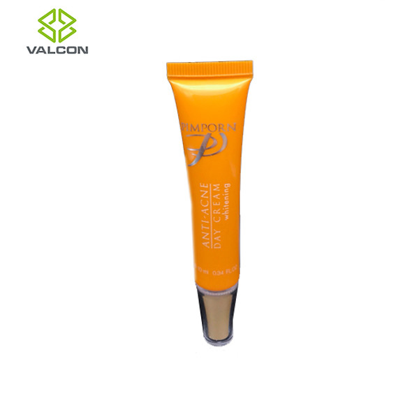 10 ML Empty Cosmetic Tubes Gold Slant Tip Cap For Day Cream Diameter 19 MM