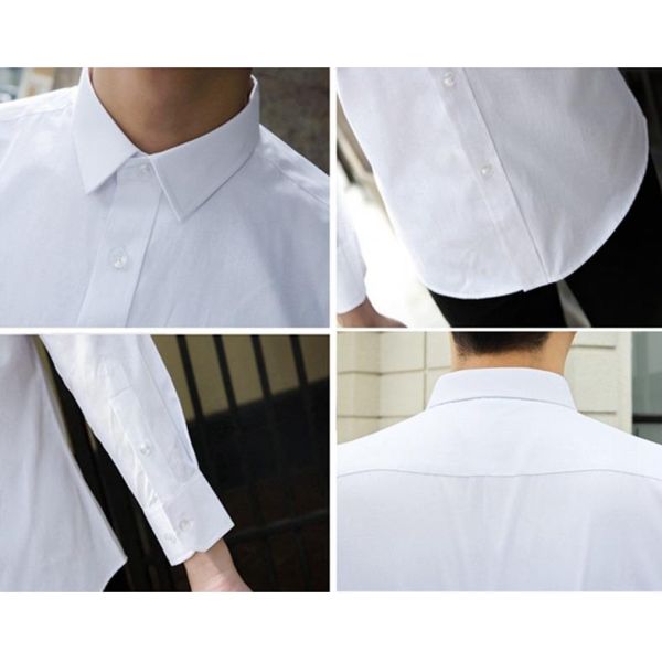 45X45 Yarn Count Mens Casual White Long Sleeve Shirt Personalized Custom Design