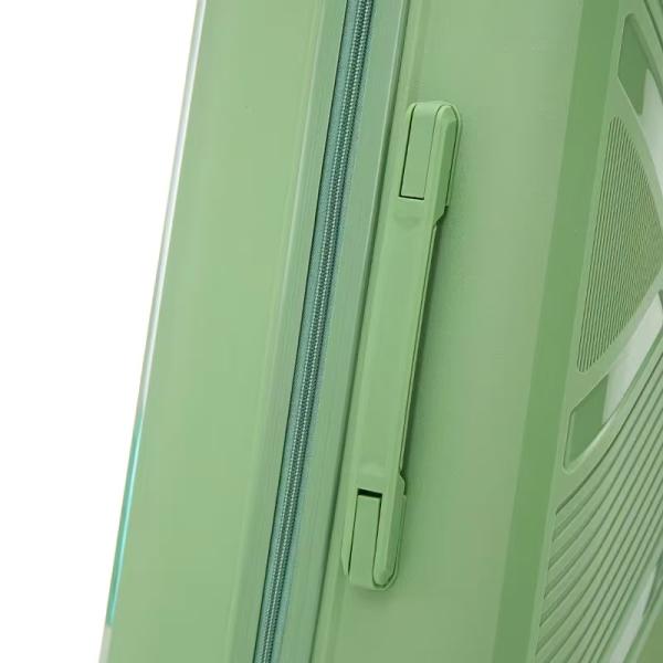 Equipo de equipaje de estilo moderno de PP verde Valija de carcasa duradera de carcasa dura Equipo de equipaje de cabina de viaje a prueba de agua
