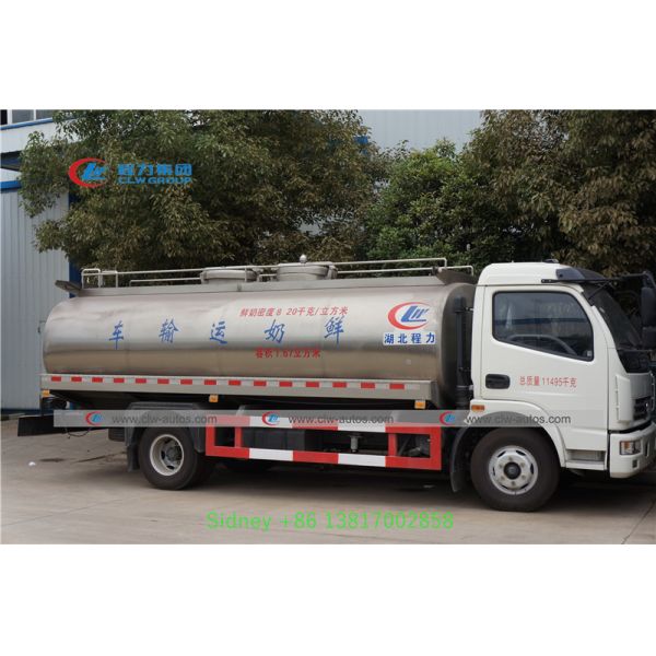 Тележка доставки молока танка нержавеющей стали Dongfeng 4x2 6m3 8m3
